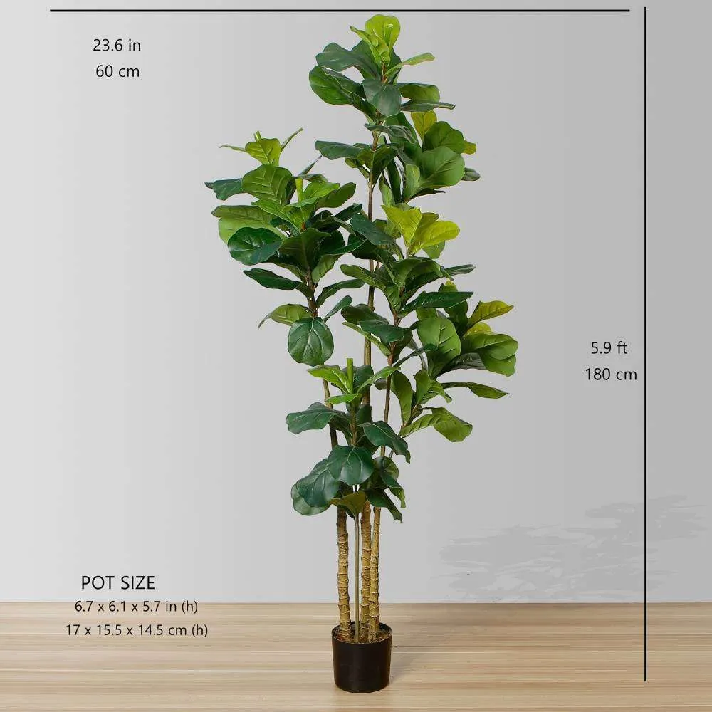 Rich Artificial Fiddle Leaf Potted Plant (Multiple Size）