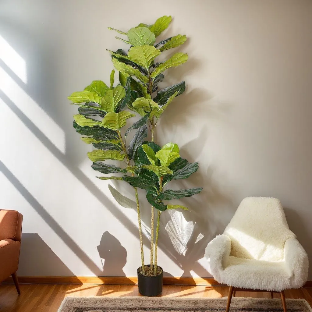 Lyrata Artificial Fiddle Leaf Potted Plant (Multiple Sizes)