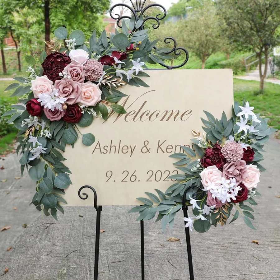 Senior Sign Flower Gray Pink & Burgundy