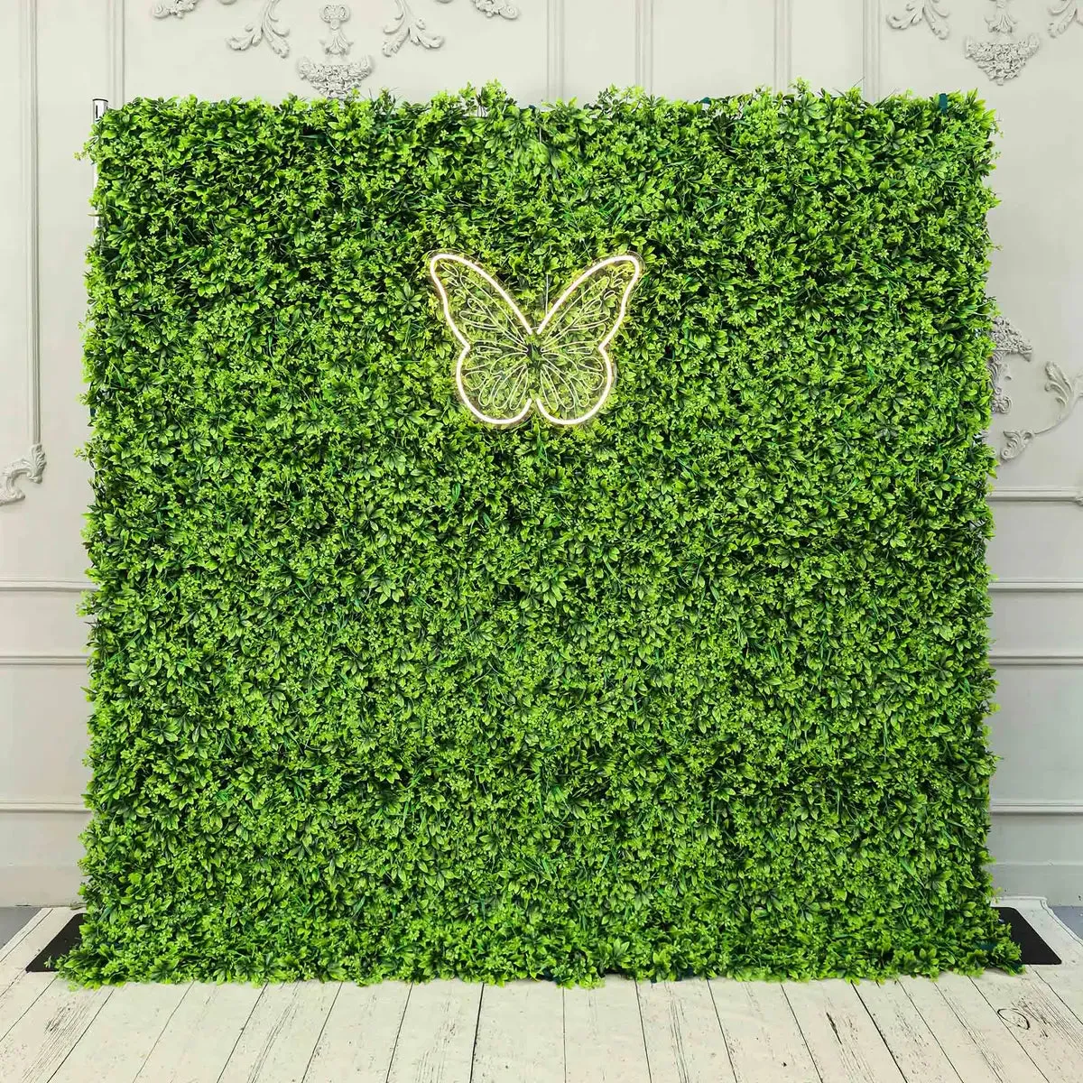 Flower Wall Green Artificial Fabric Rolling Up Curtain Floral Backdrop For Party