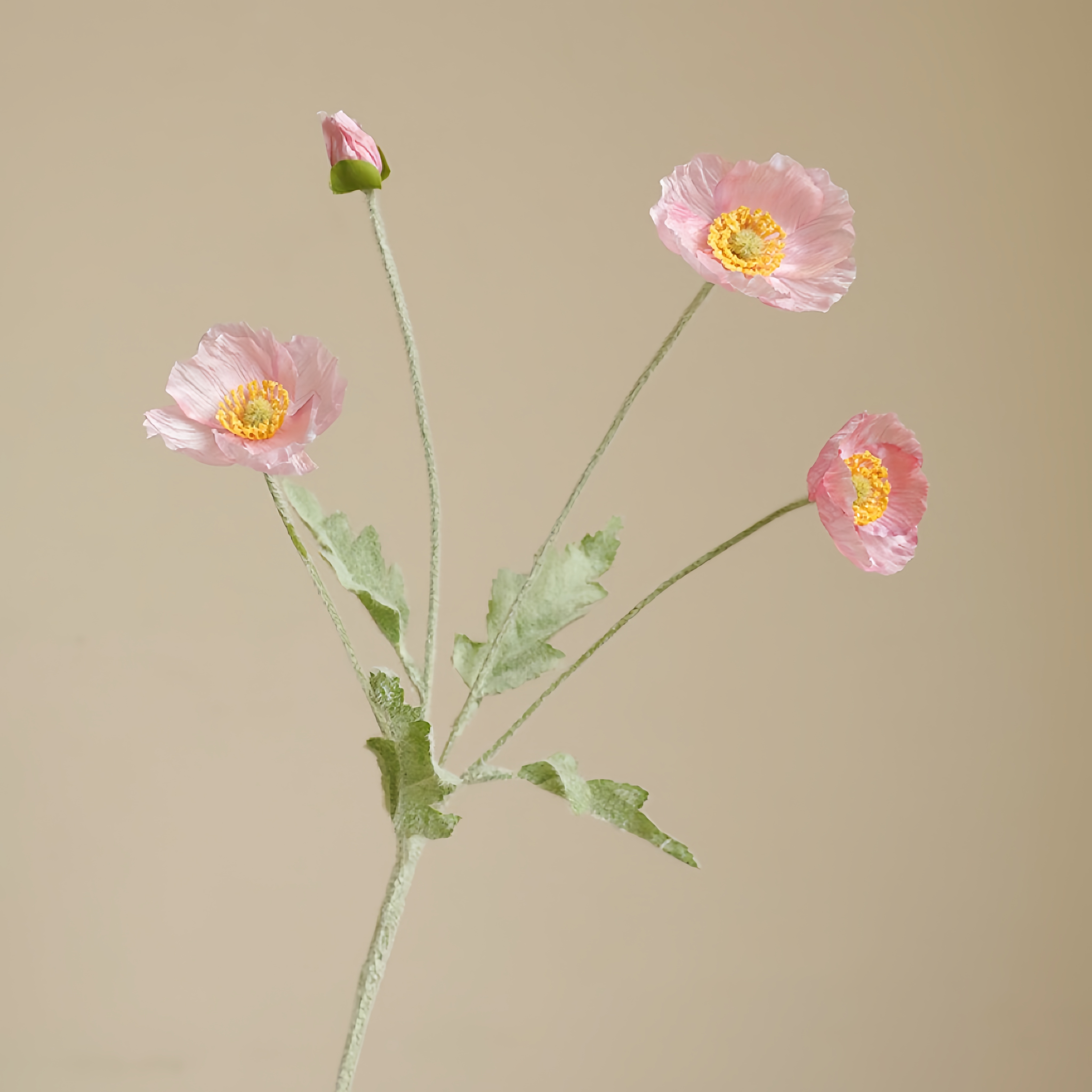 Faux Flocked Poppy Flower Arrangement