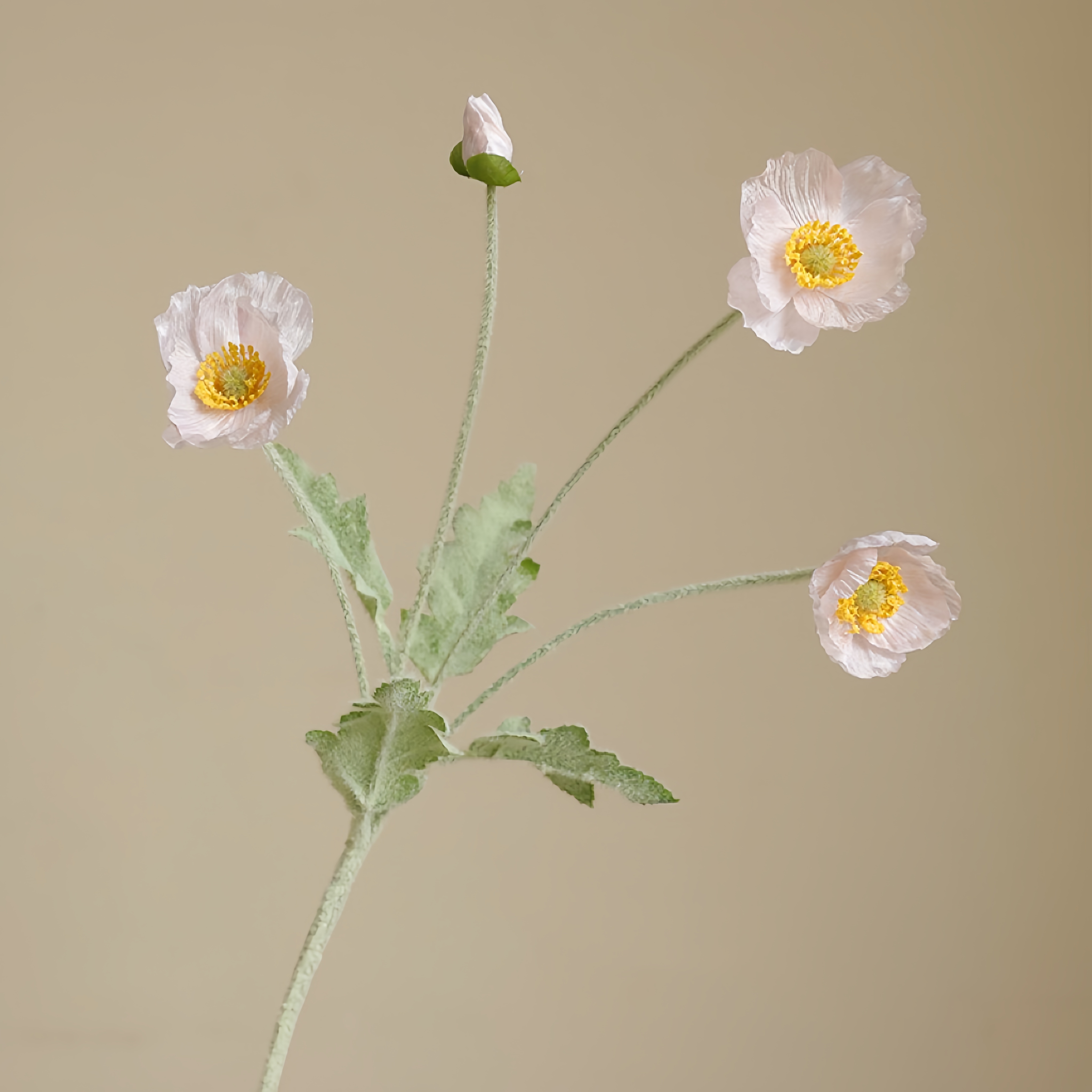 Faux Flocked Poppy Flower Arrangement