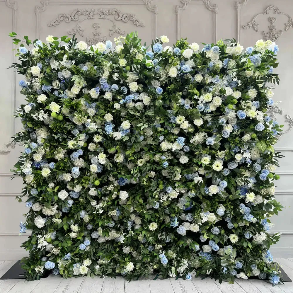 Flower Wall Green Artificial Fabric Rolling Up Curtain Floral Backdrop For Party