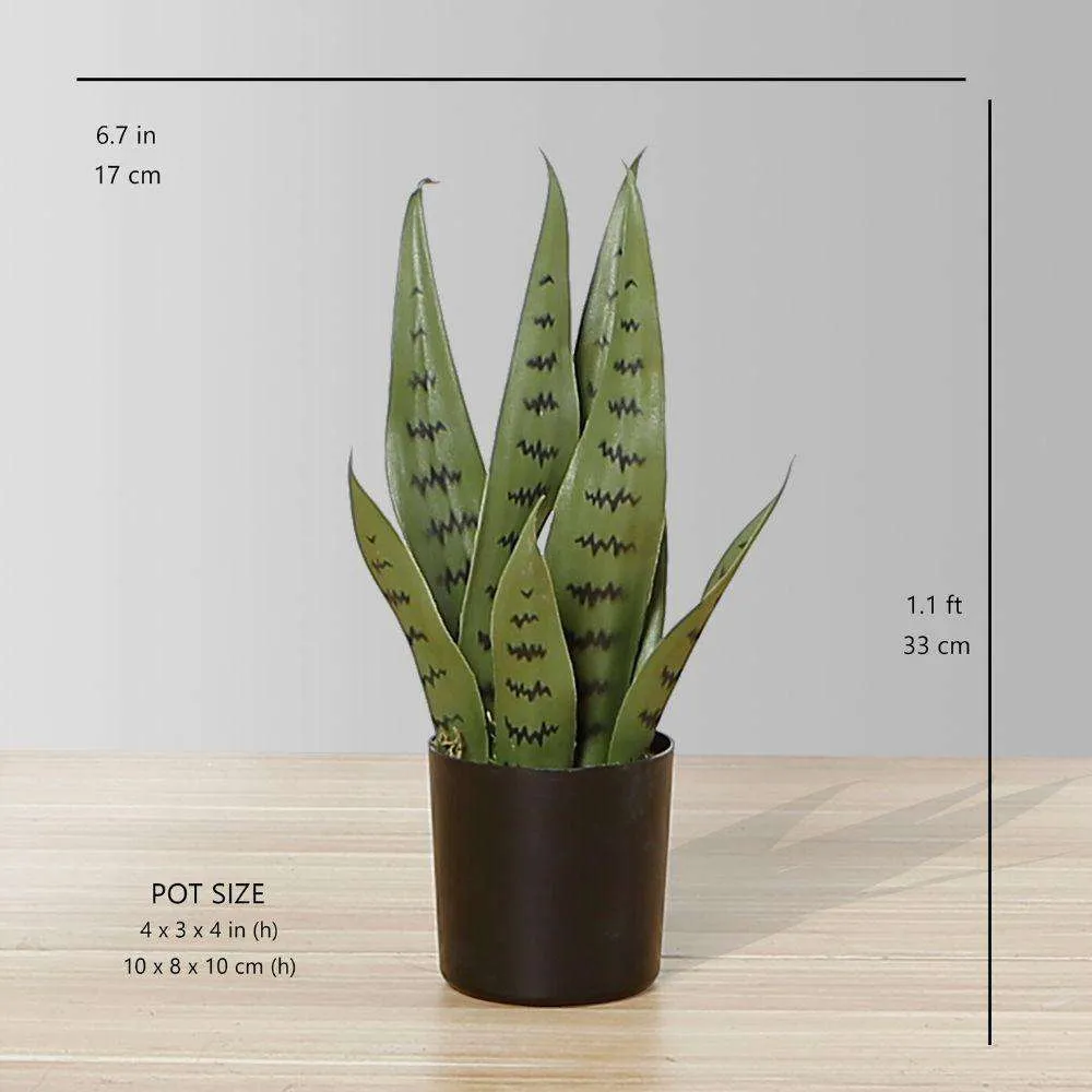Artificial Snake Sansevieria Green Potted Plant