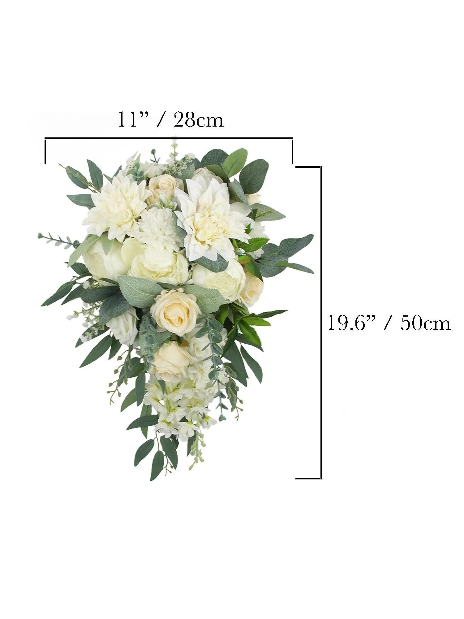 Green & White Cascading Bridal Bouquet