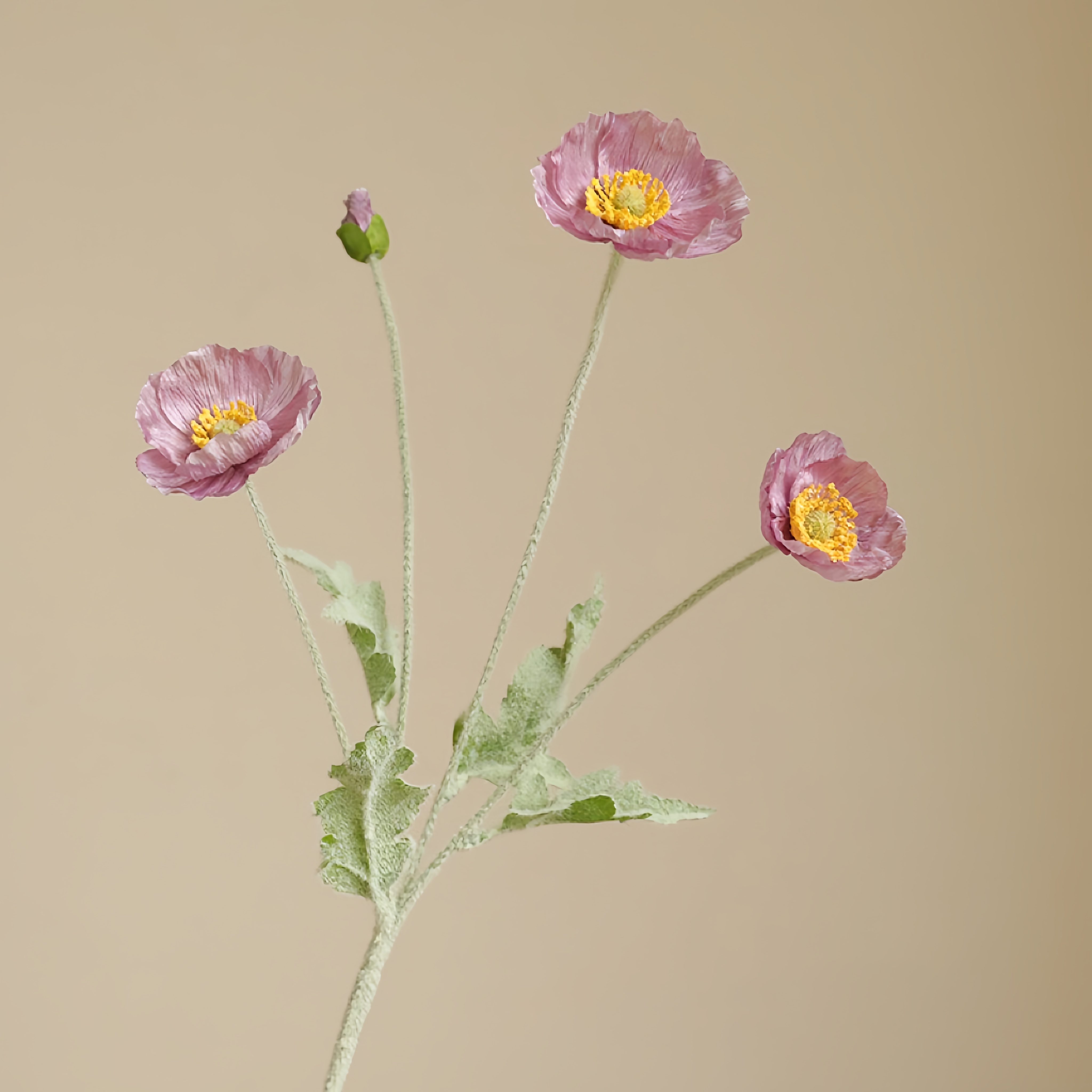 Faux Flocked Poppy Flower Arrangement